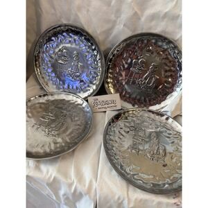 Vintage 1994 Reed & Barton Flintstones Pebbles Bamm-Bamm Metal Plates Set of 4